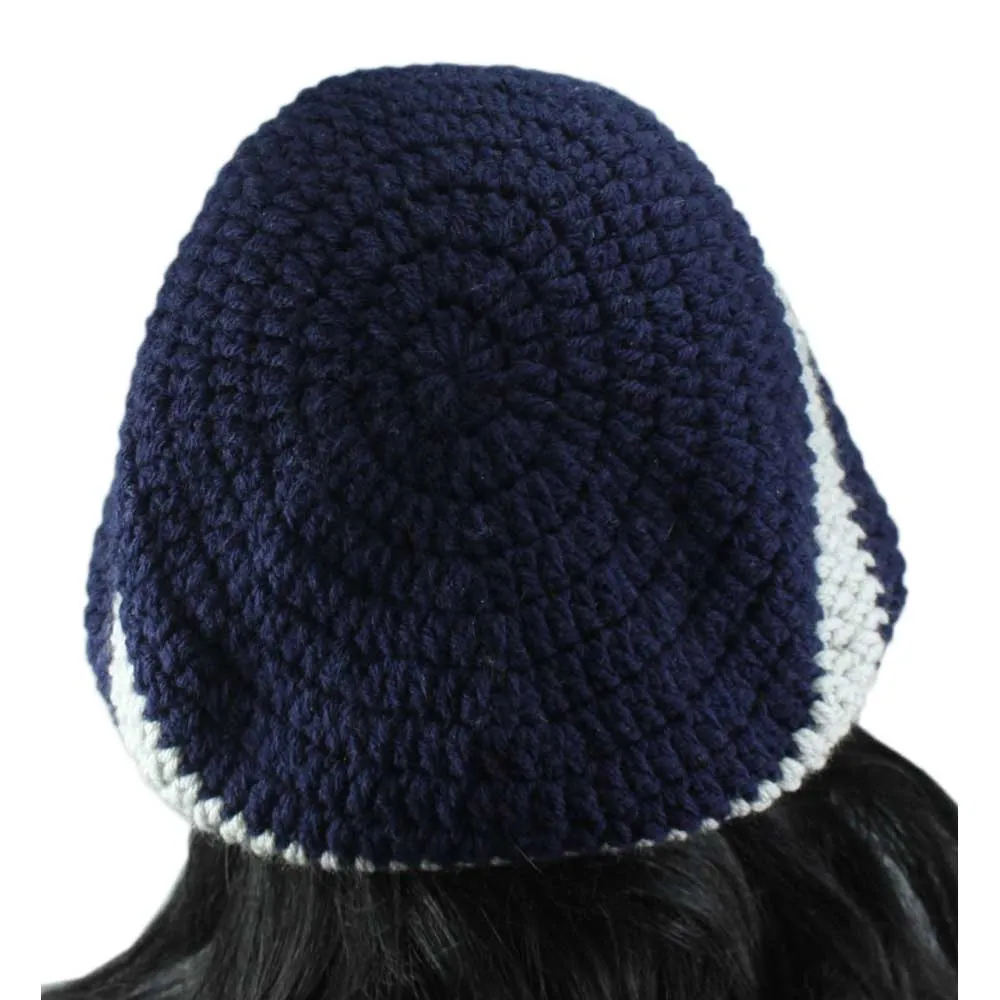 Navy Blue and Gray Crochet Slouchy Hat Large/XL - STXH18LX