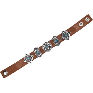 Neches Leather Concho Bracelet and Earrings - Turquoise