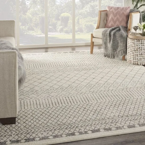 New Great Quality large Nourison Passion Ivory/Grey Rug 8' x 10', Made in Turkey! Retails $644 