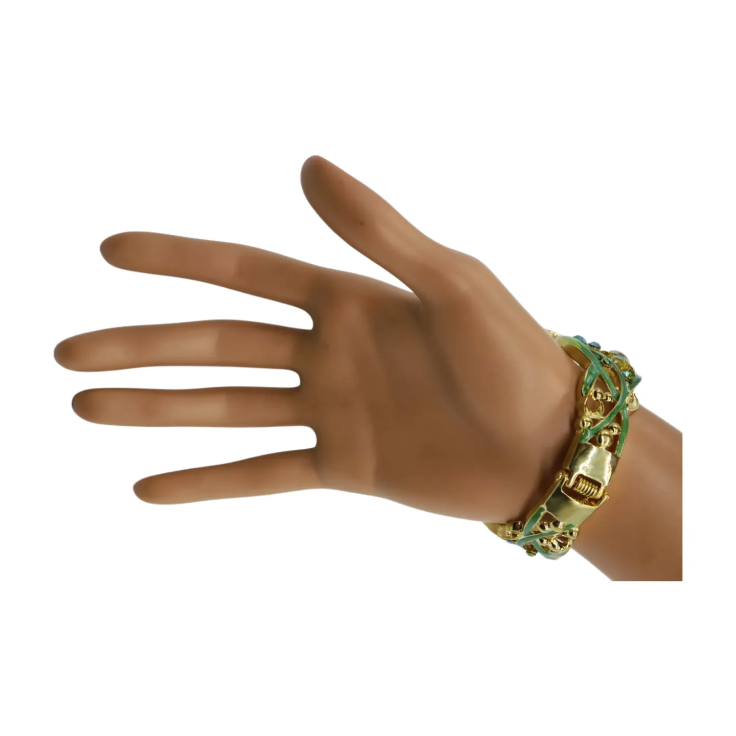 New Women Gold Metal Yellow Green Flowers Cuff Bracelet Fashion Jewelry Bouquet