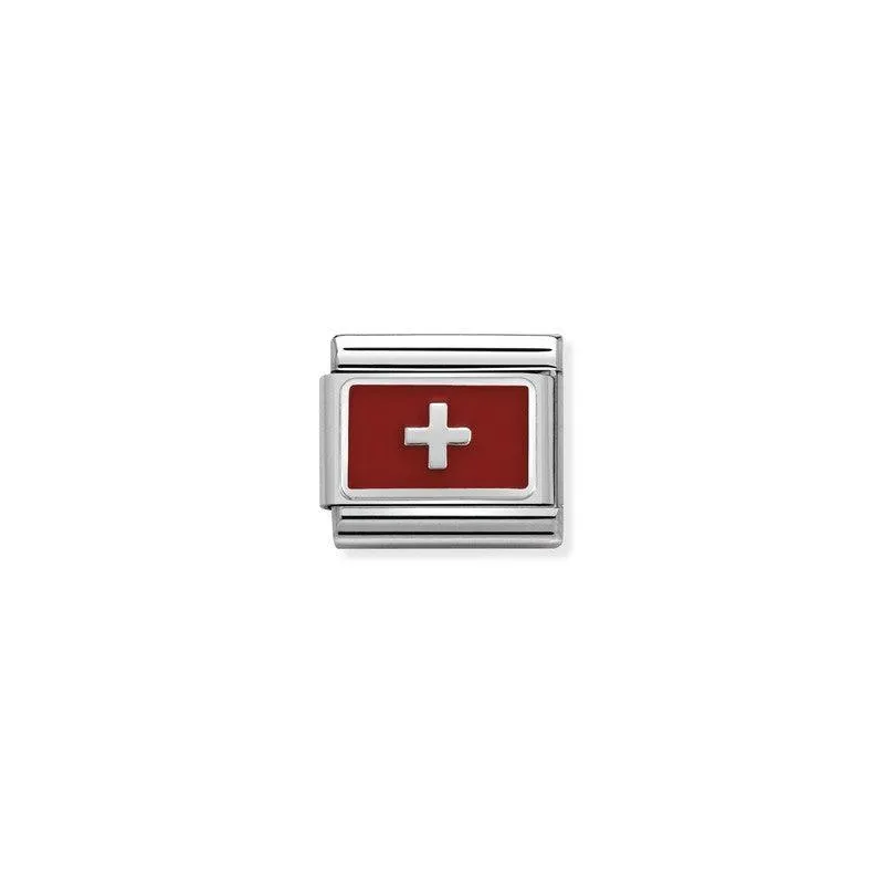 Nomination Composable Link Switzerland Flag, Silver & Enamel
