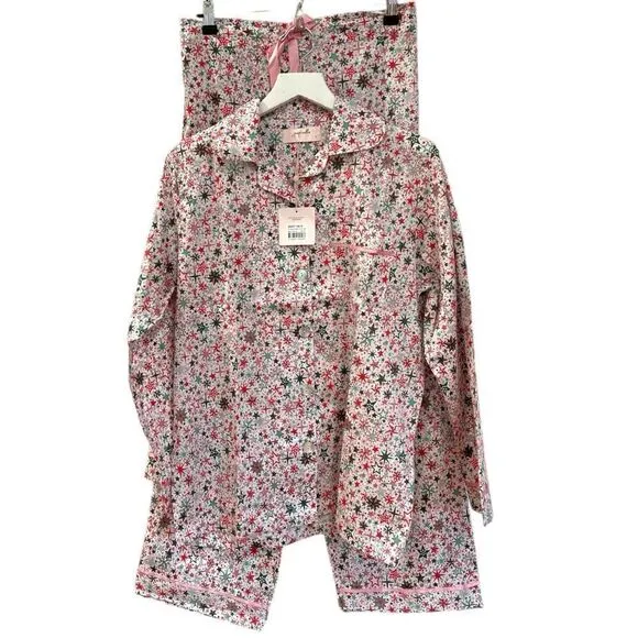 NWT Anthropologie Papinelle Christmas Stars in Berry Pink Size S