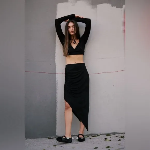 NWT Free People Beach Salus Skirt Set Black Sz Large