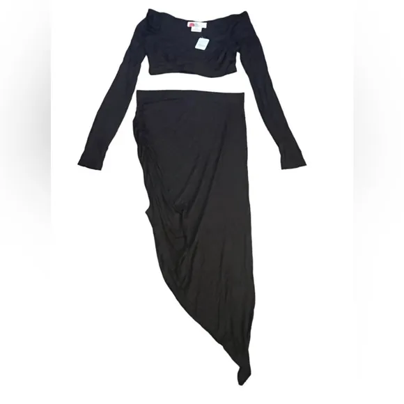 NWT Free People Beach Salus Skirt Set Black Sz Large
