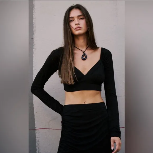 NWT Free People Beach Salus Skirt Set Black Sz Large