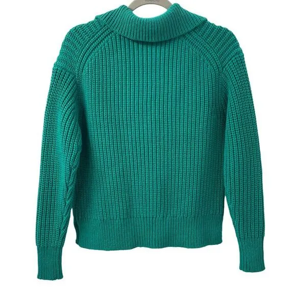 NWT J. Crew 2023 XS-S Ribbed Cotton Johnny Collar Sweater Polo Green BS966