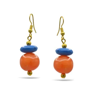 Orange & Blue Beads Drop Earrings #FWNK-2202-112-ER