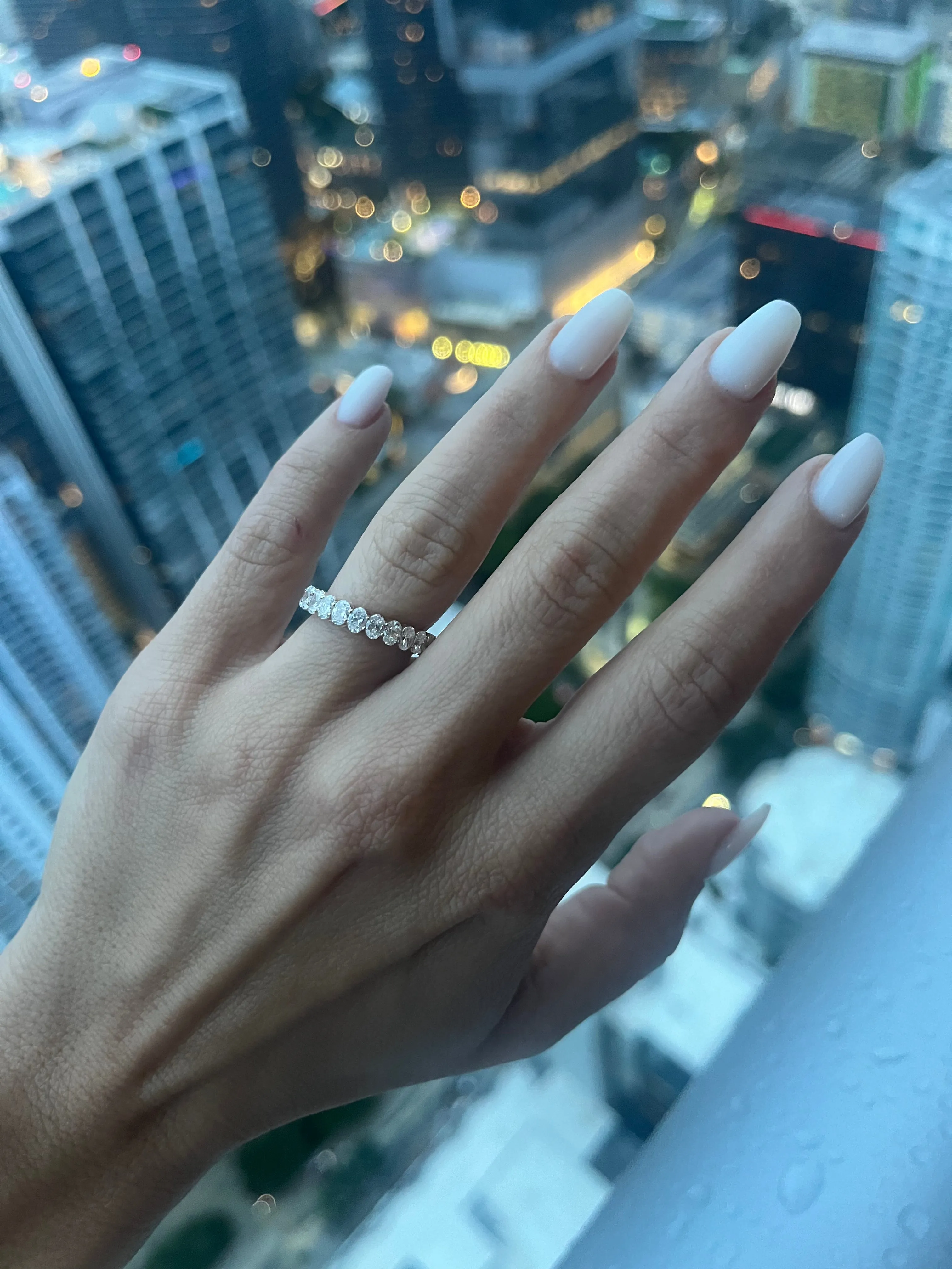 Oval Lab Grown Diamond Half Eternity Band