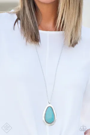 Paparazzi - BADLAND to the Bone - Blue Turquoise Silver Pendant Necklace