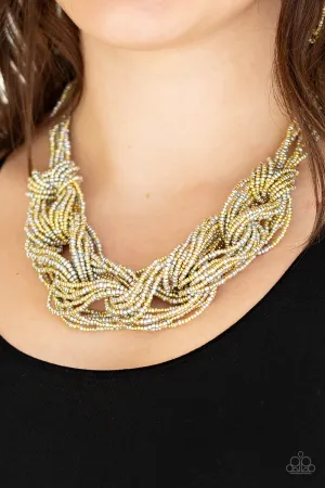 Paparazzi - City Catwalk - Gold Seed Bead -Necklace