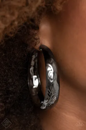Paparazzi - Hey, HAUTE-Shot -Gunmetal Hoop Earrings
