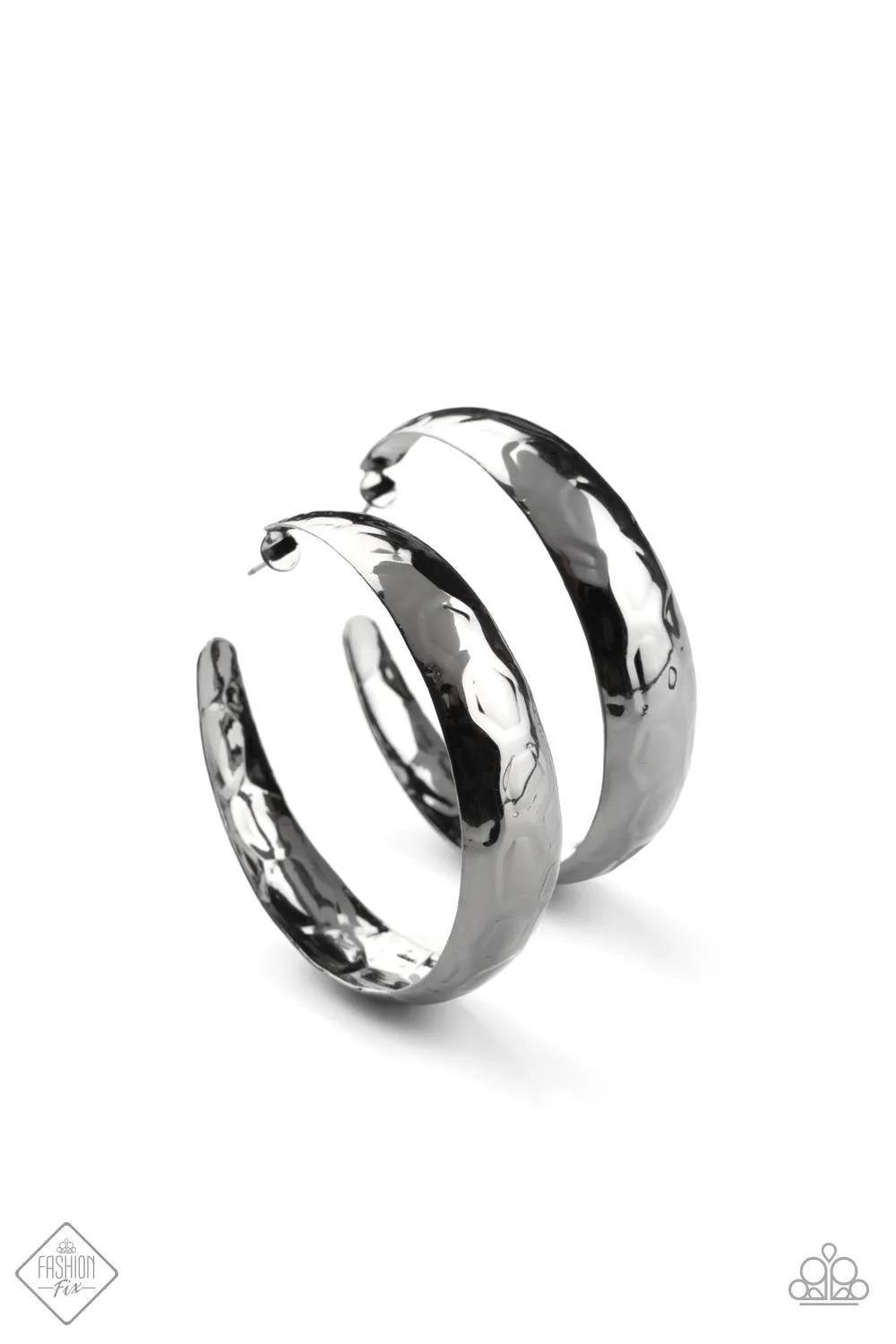Paparazzi - Hey, HAUTE-Shot -Gunmetal Hoop Earrings