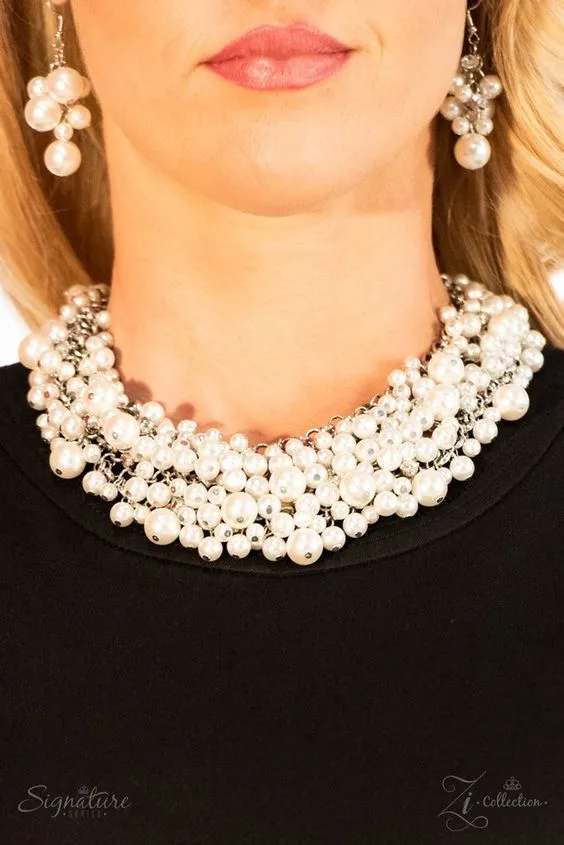 Paparazzi - The Tracey - White Pearl Zi Necklace - Signature Series