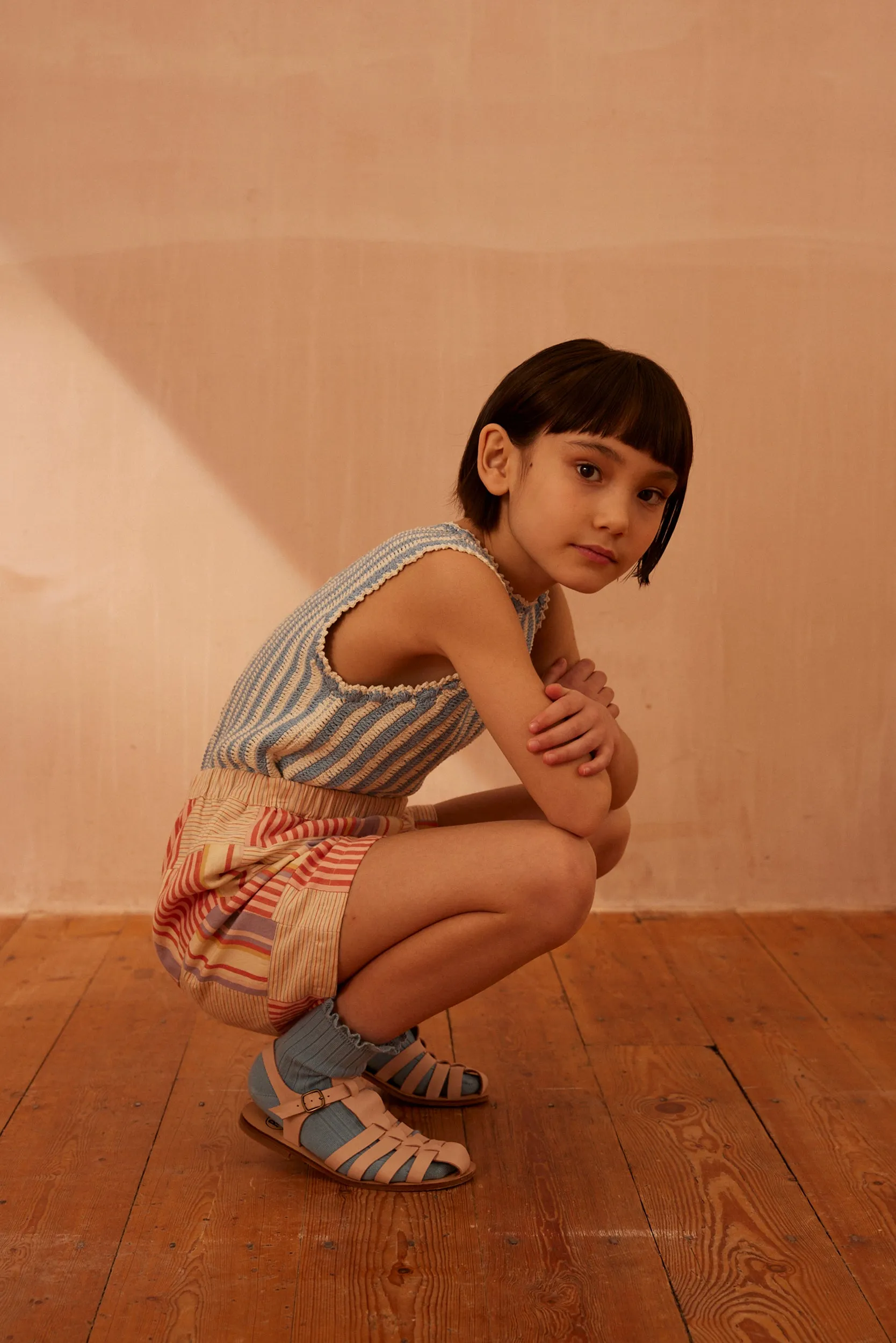 Patchwork Checkerboard Sal Shorts - Mixed Stripe (EXCLUSIVE)