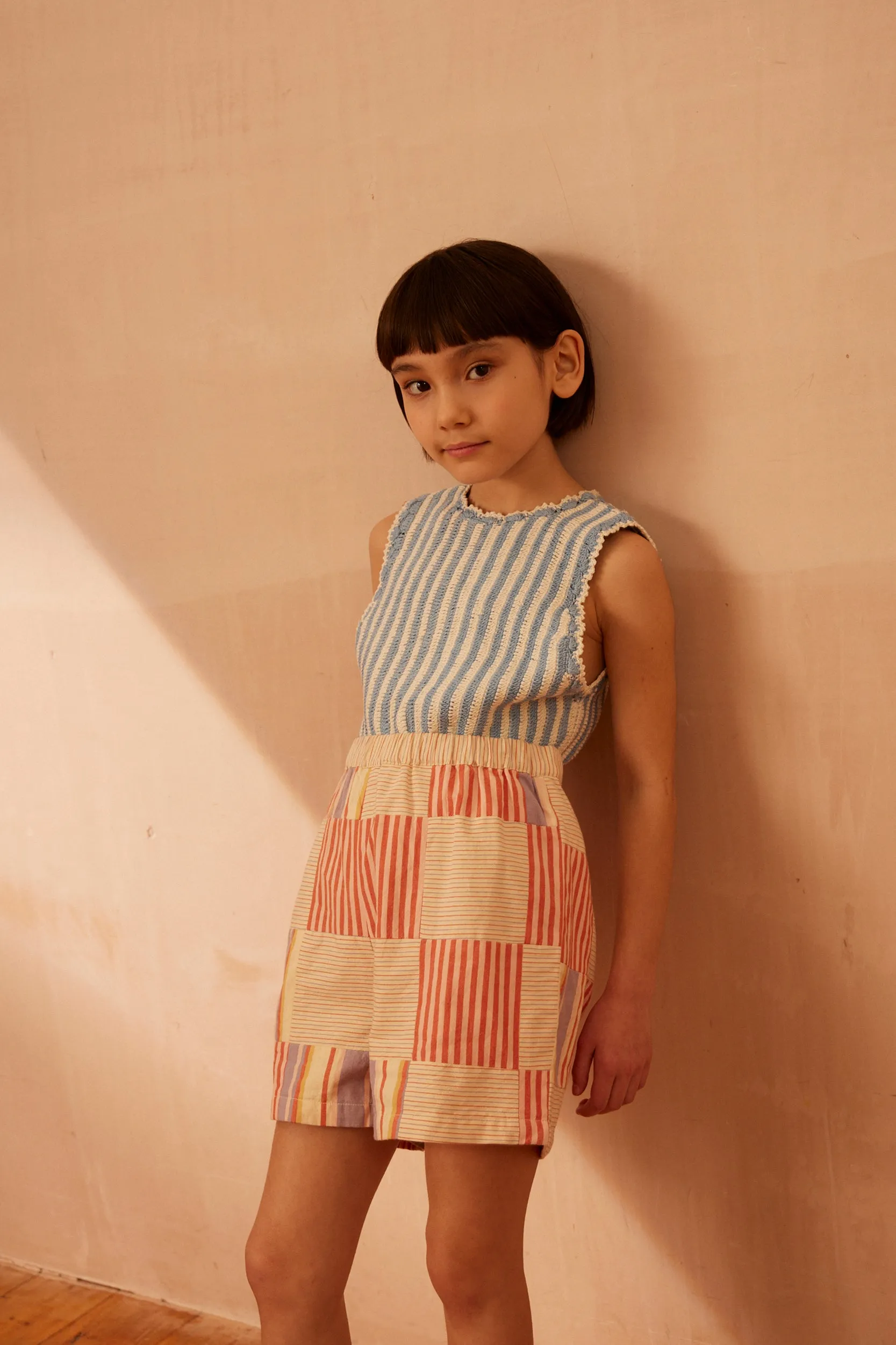 Patchwork Checkerboard Sal Shorts - Mixed Stripe (EXCLUSIVE)