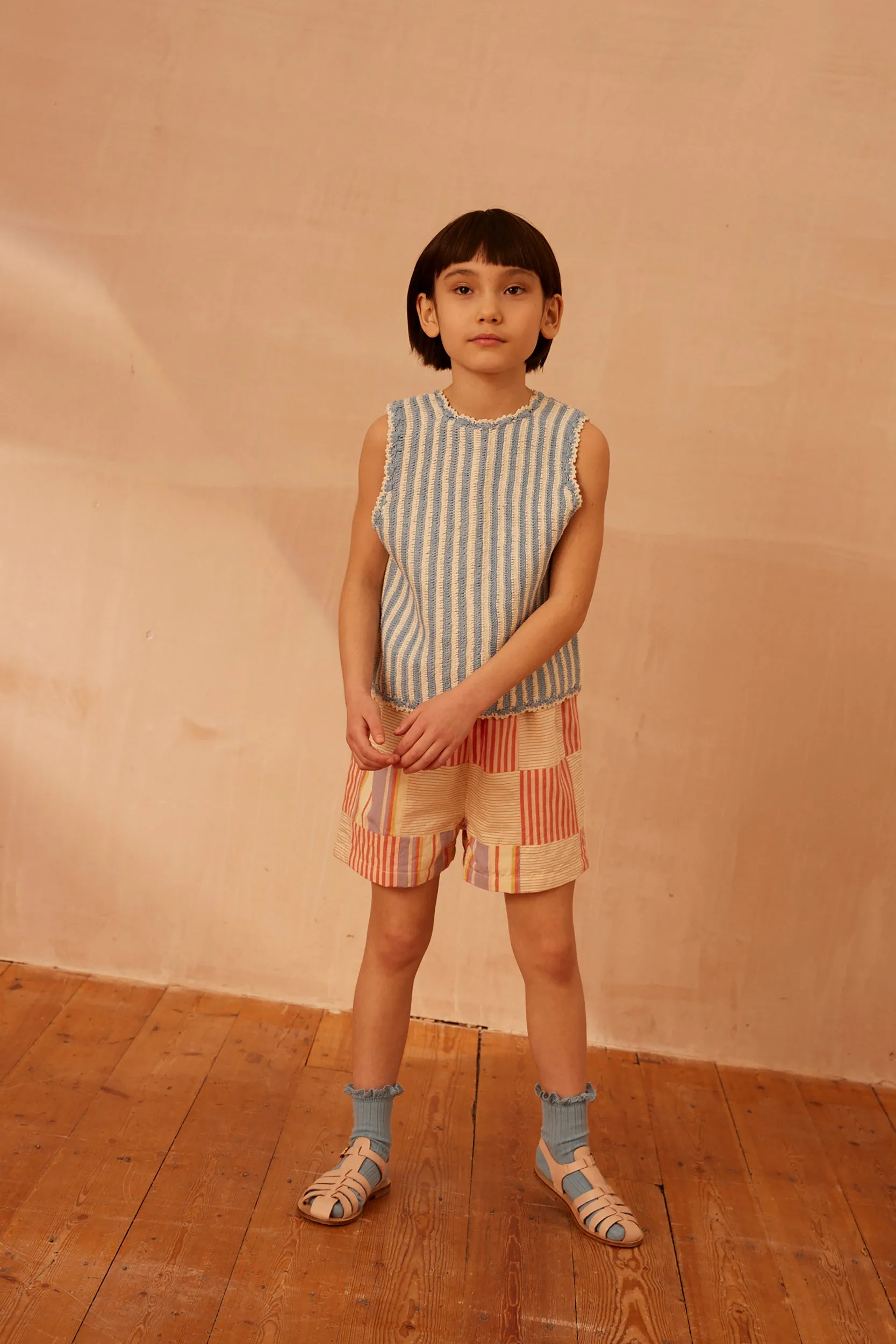 Patchwork Checkerboard Sal Shorts - Mixed Stripe (EXCLUSIVE)