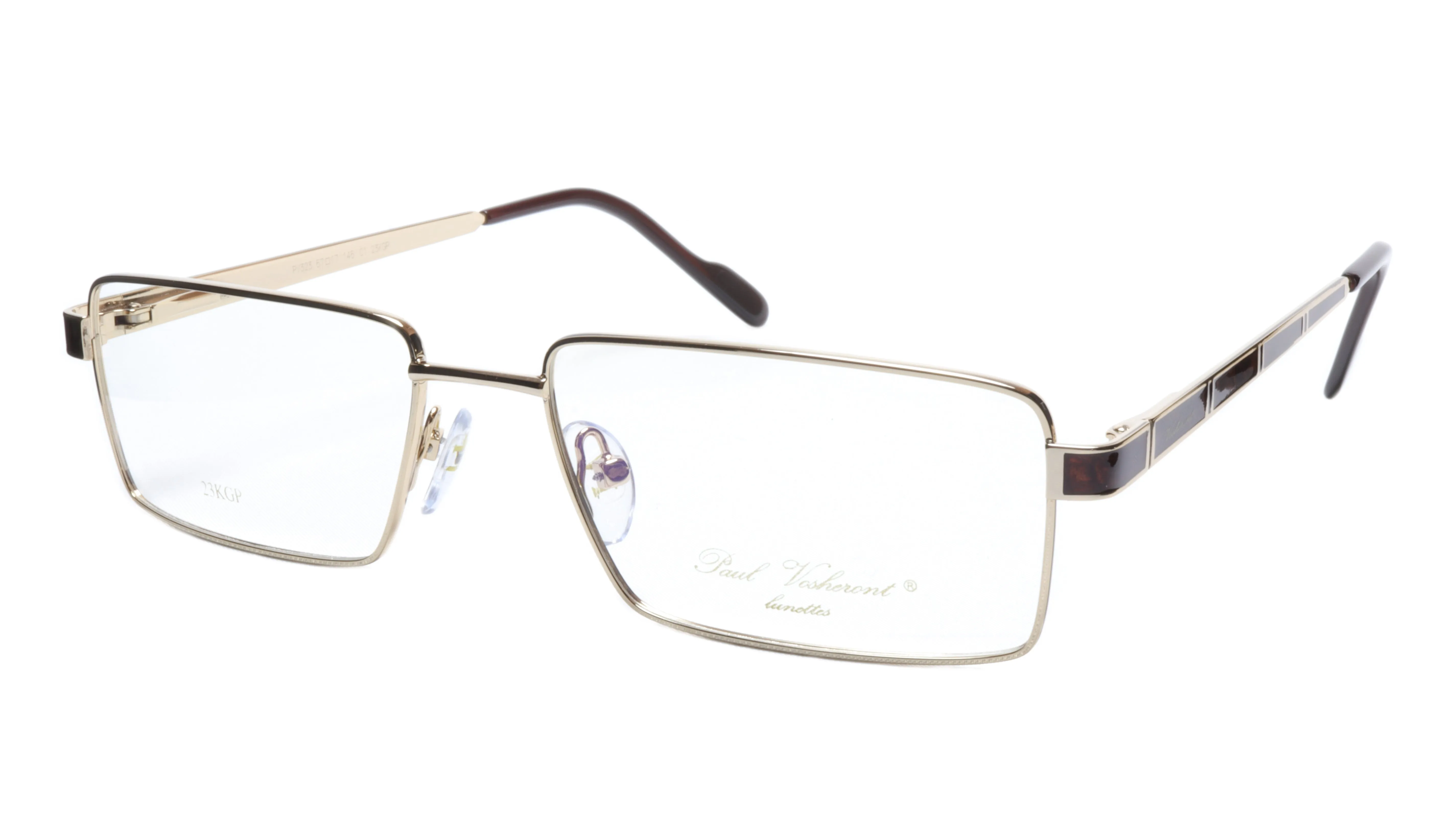 Paul Vosheront Eyewear with Exotic Wood and 23k Gold Plated Lens Frames