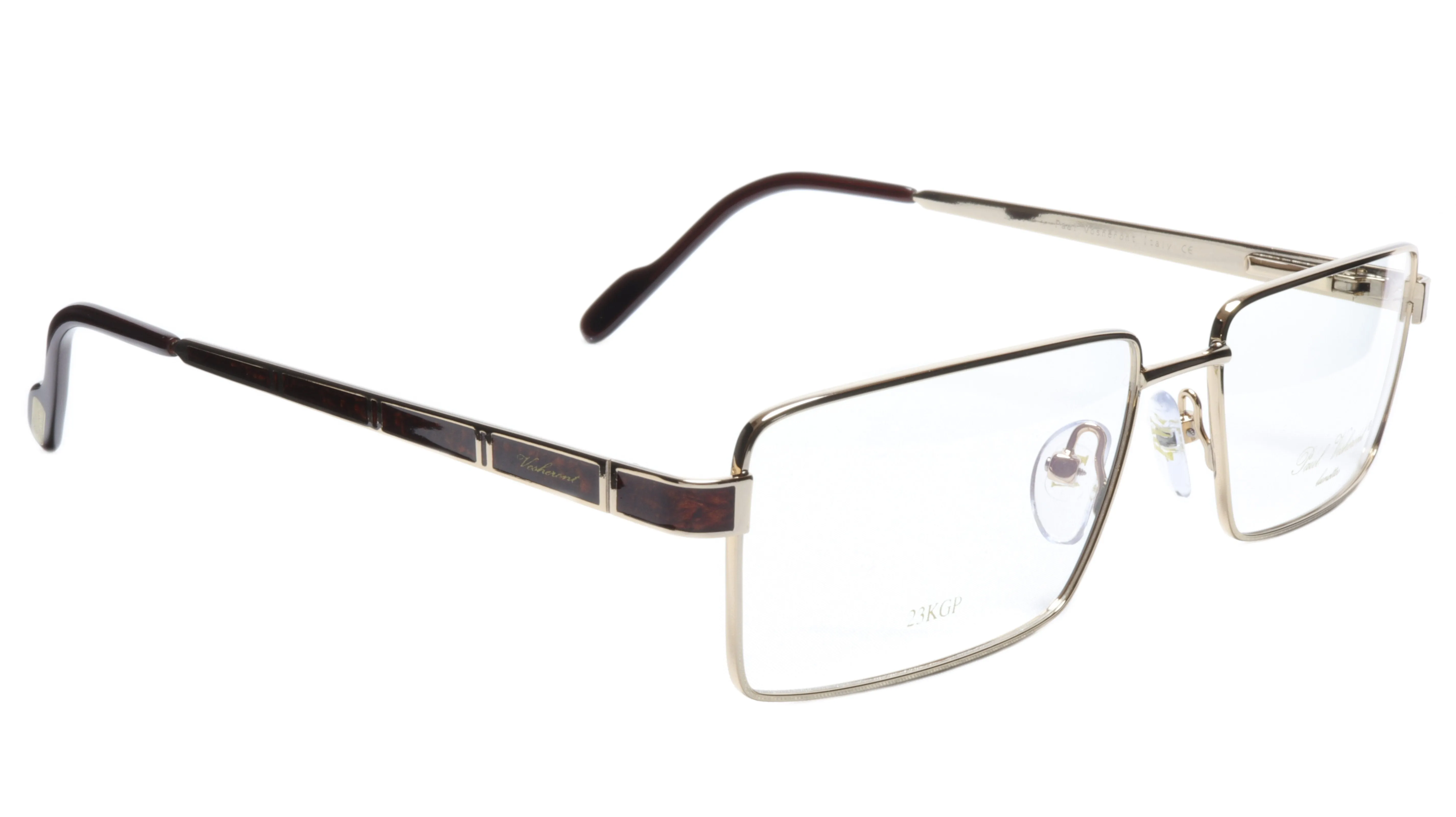 Paul Vosheront Eyewear with Exotic Wood and 23k Gold Plated Lens Frames