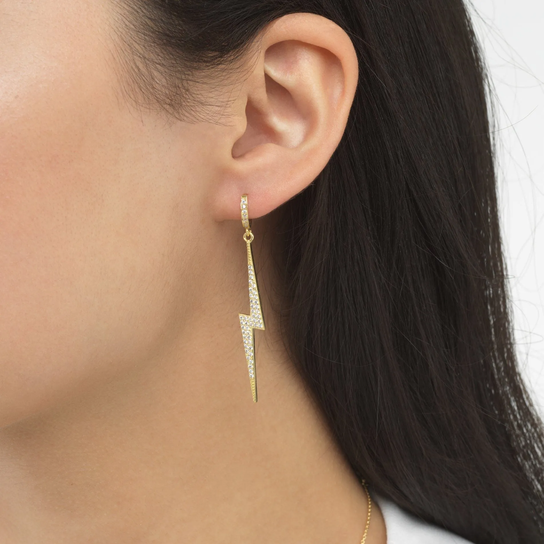 Pavé Bolt Huggie Earring