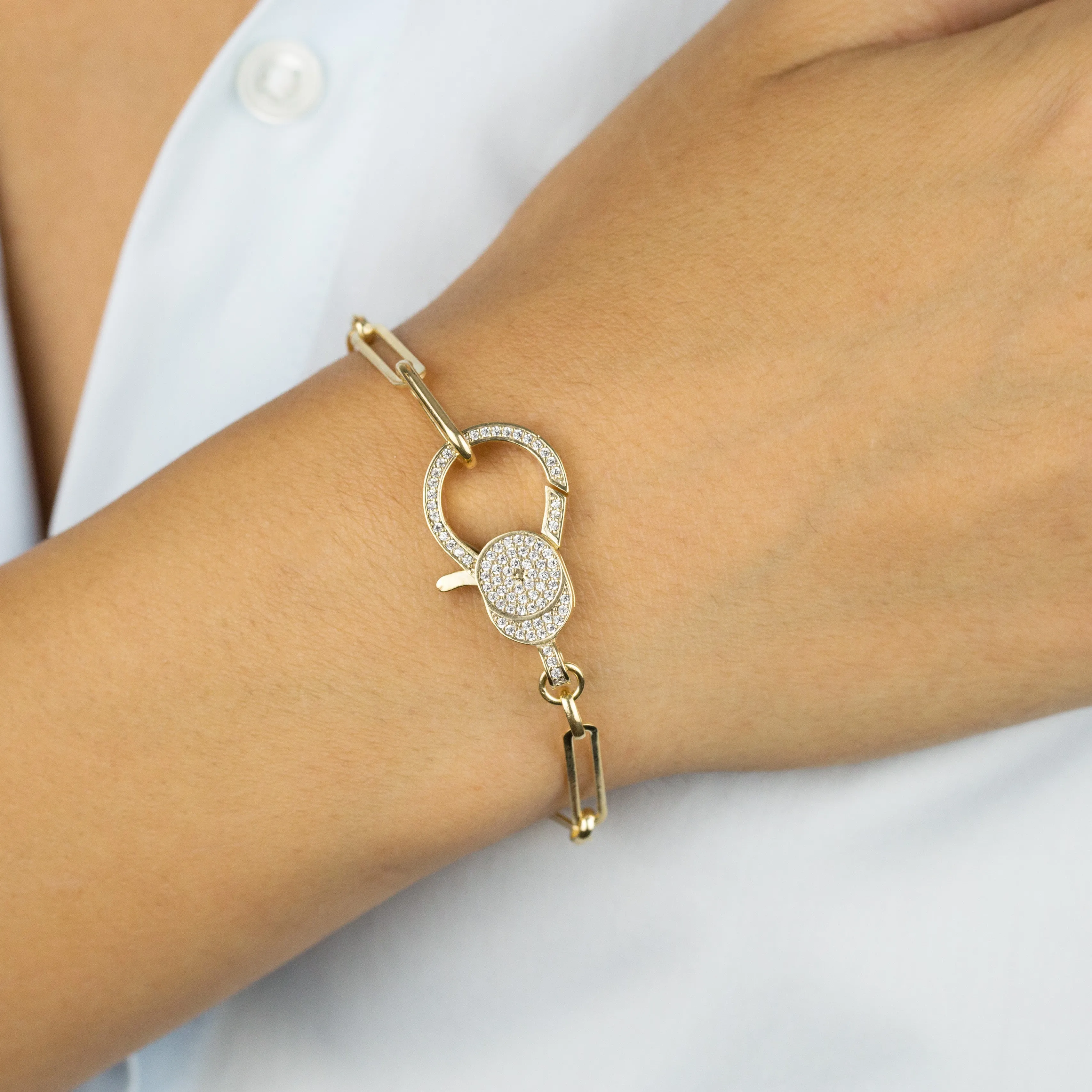 Pavé Large Clasp Link Bracelet