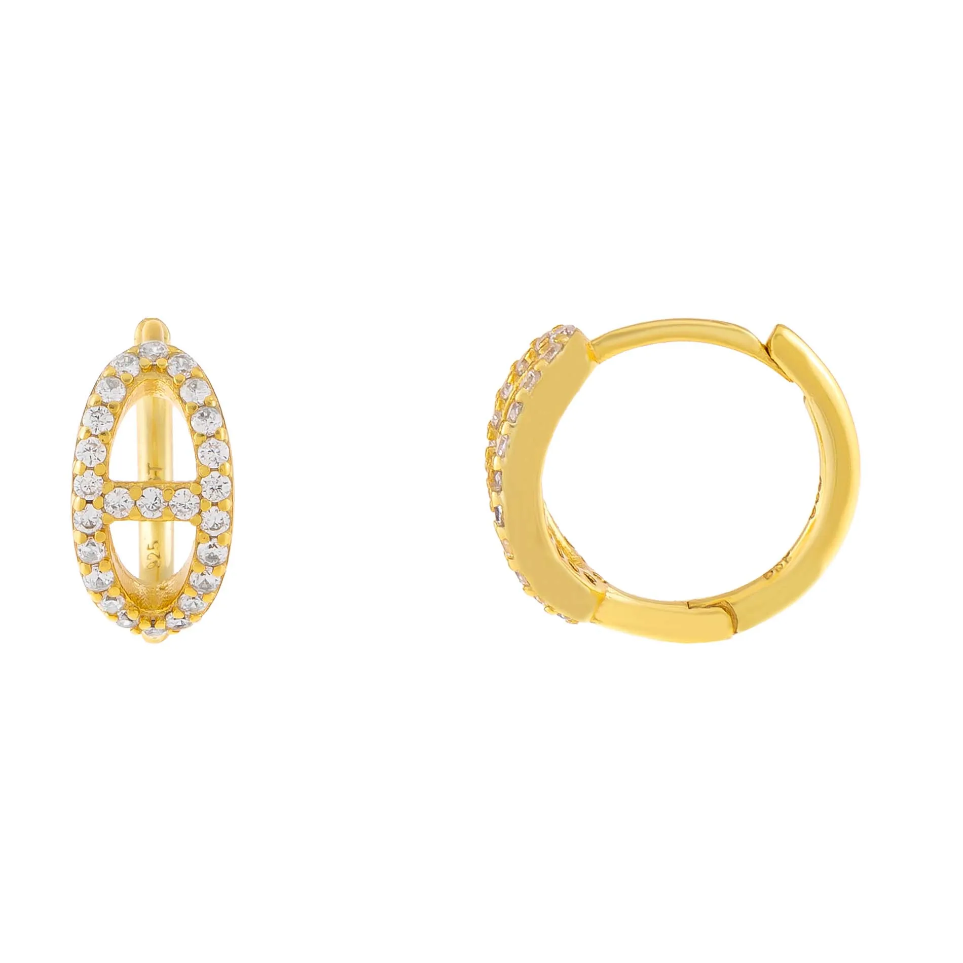 Pavé Mariner Link Huggie Earring