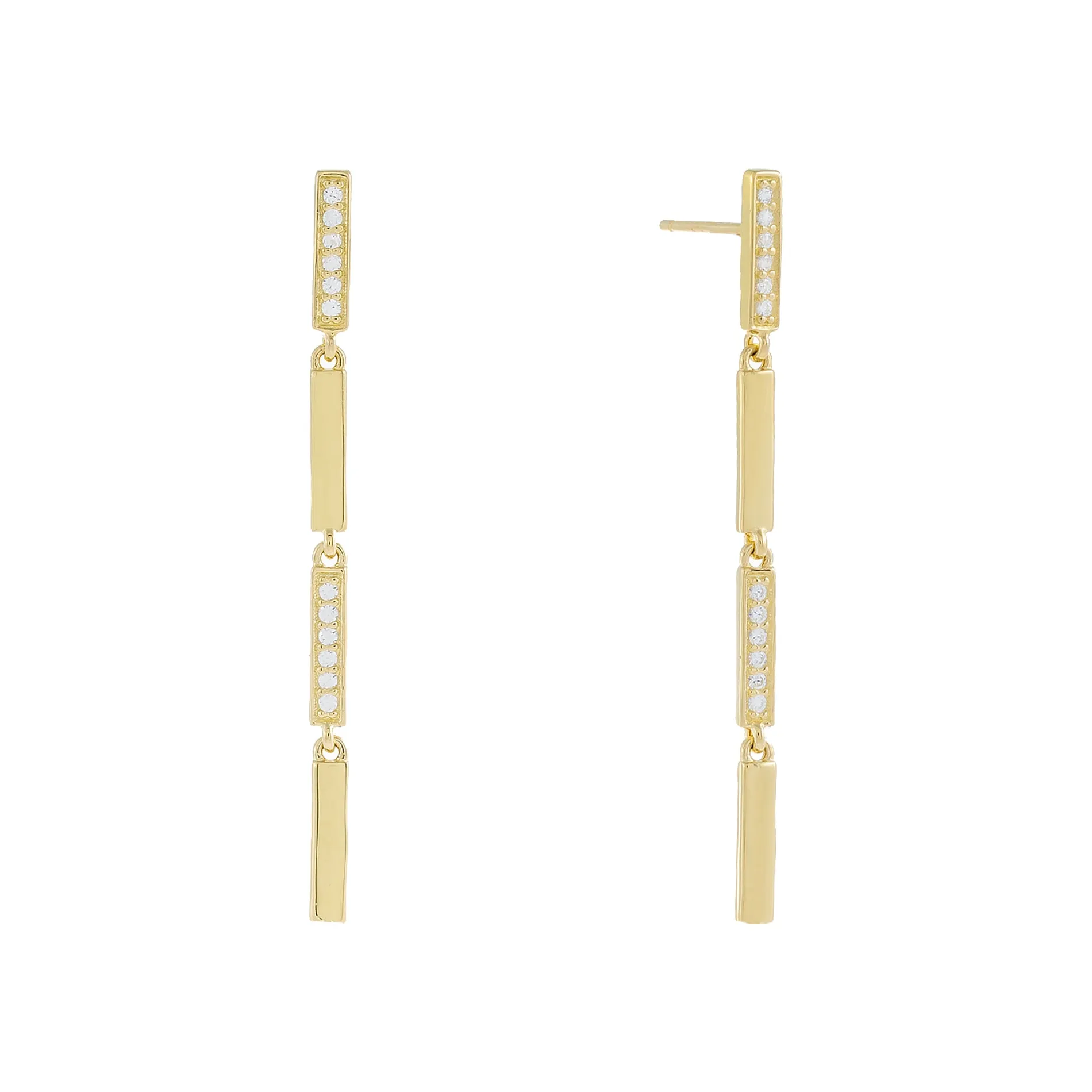 Pavé X Solid Bar Drop Earring