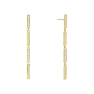 Pavé X Solid Bar Drop Earring