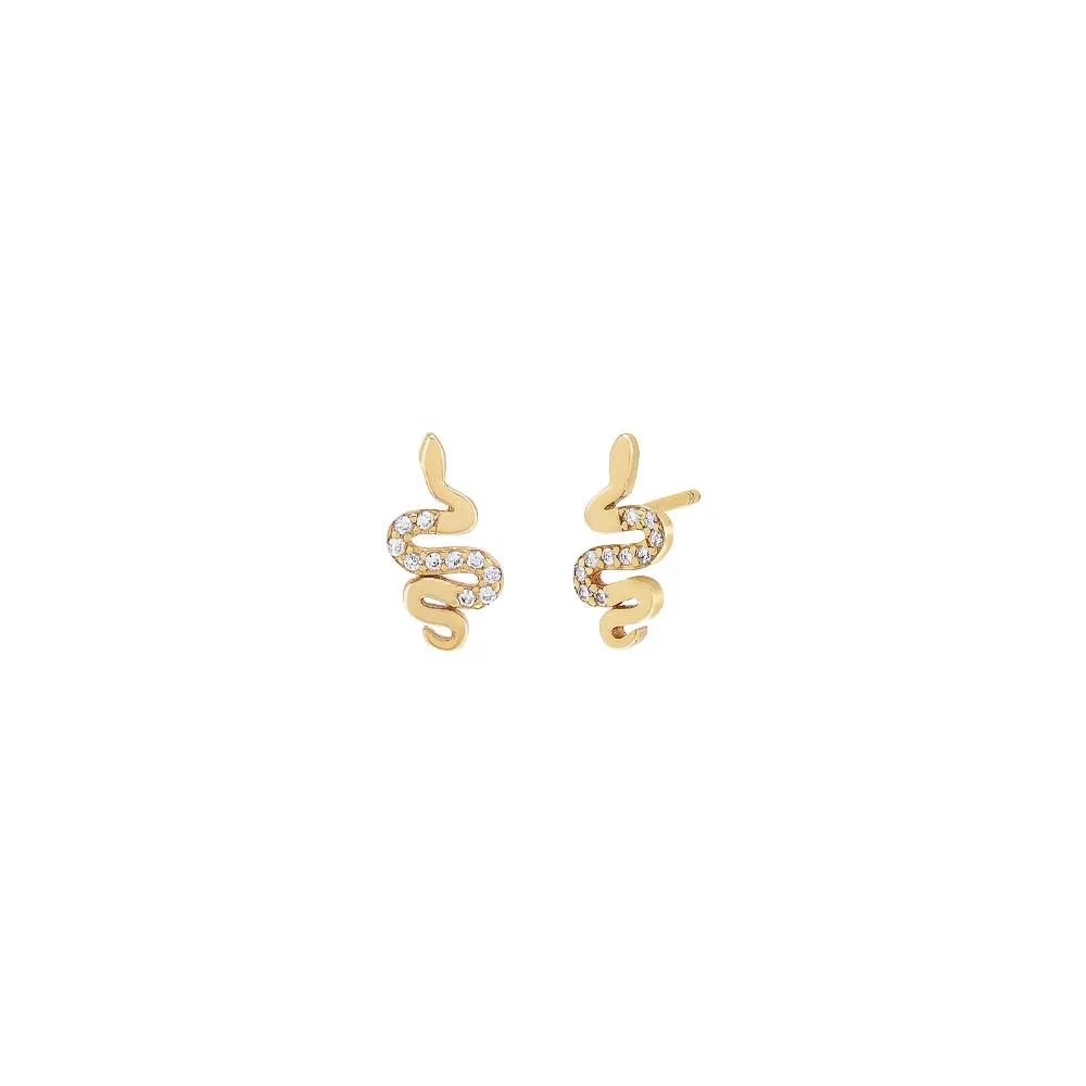 Pavé/Solid Snake Stud Earring