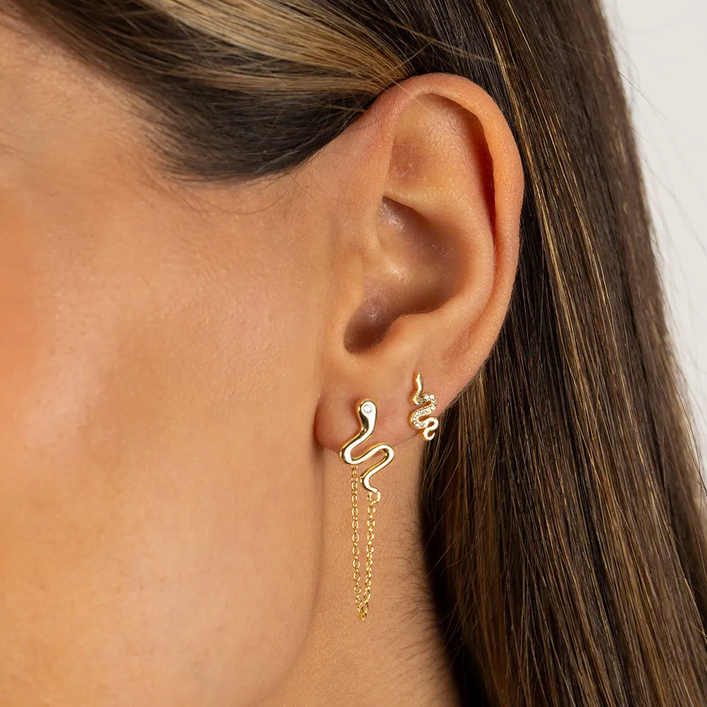 Pavé/Solid Snake Stud Earring