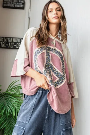 Peace Sign Patch Mineral Washed T-Shirt