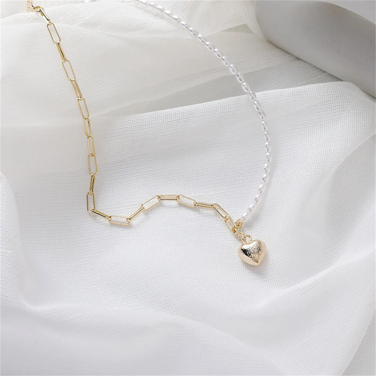 Pearl & 18K Gold-Plated Heart Pendant Necklace