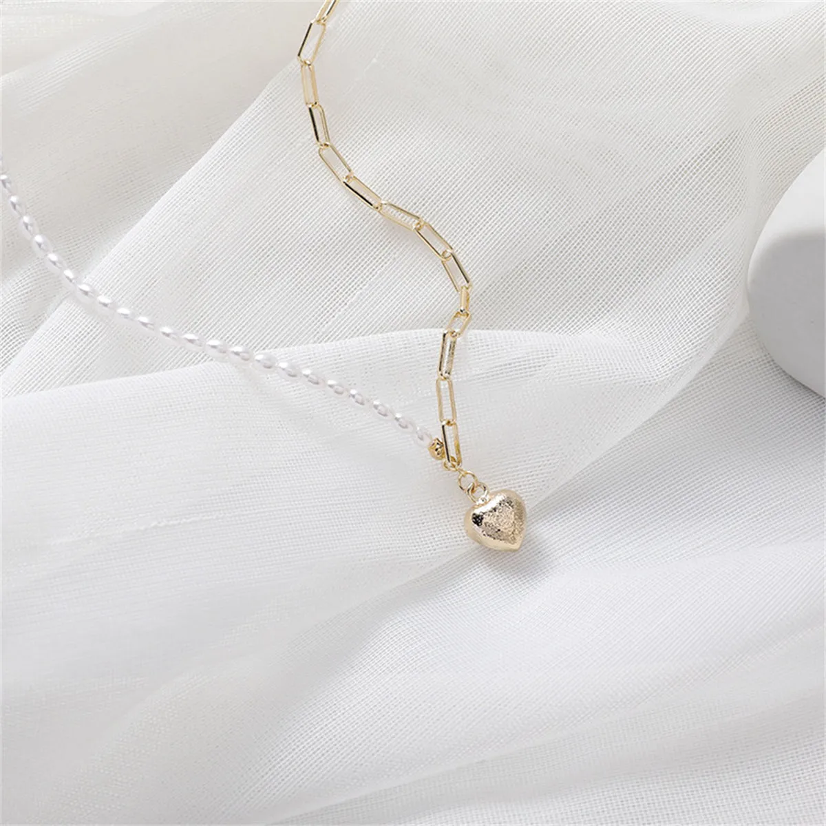 Pearl & 18K Gold-Plated Heart Pendant Necklace