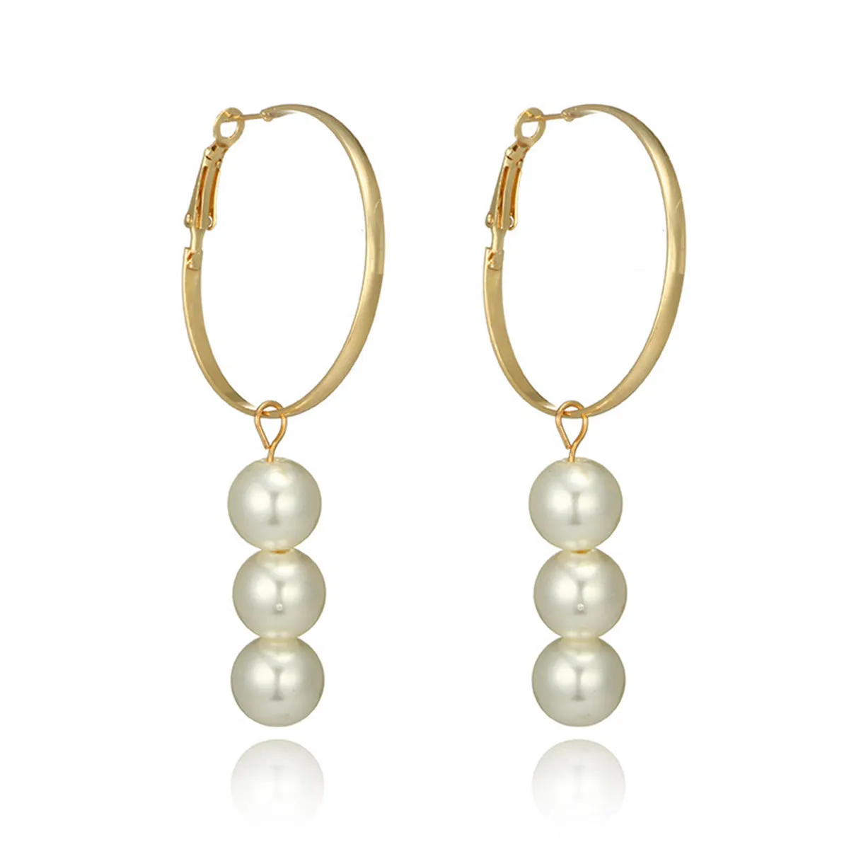 Pearl & 18K Gold-Plated Hoop Drop Earrings