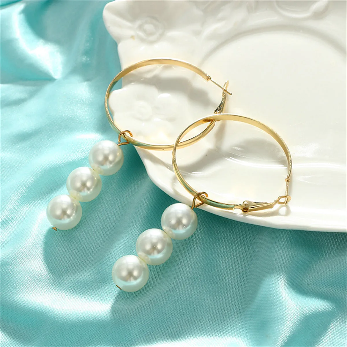 Pearl & 18K Gold-Plated Hoop Drop Earrings