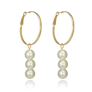 Pearl & 18K Gold-Plated Hoop Drop Earrings