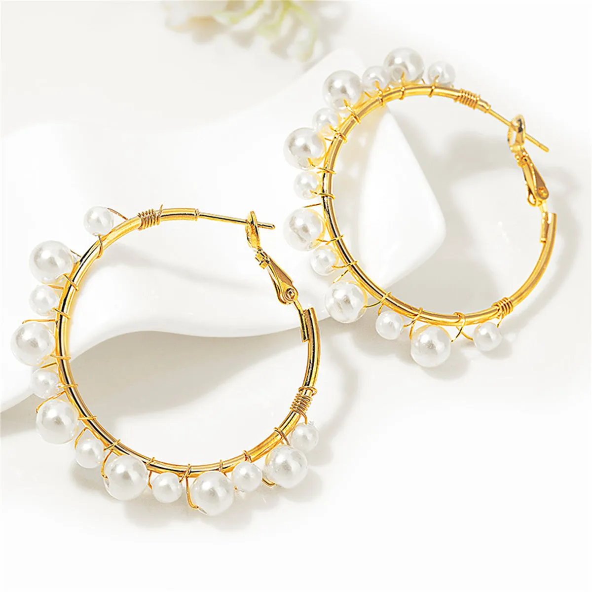 Pearl & 18K Gold-Plated Hoop Earrings