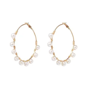 Pearl & 18K Gold-Plated Hoop Earrings