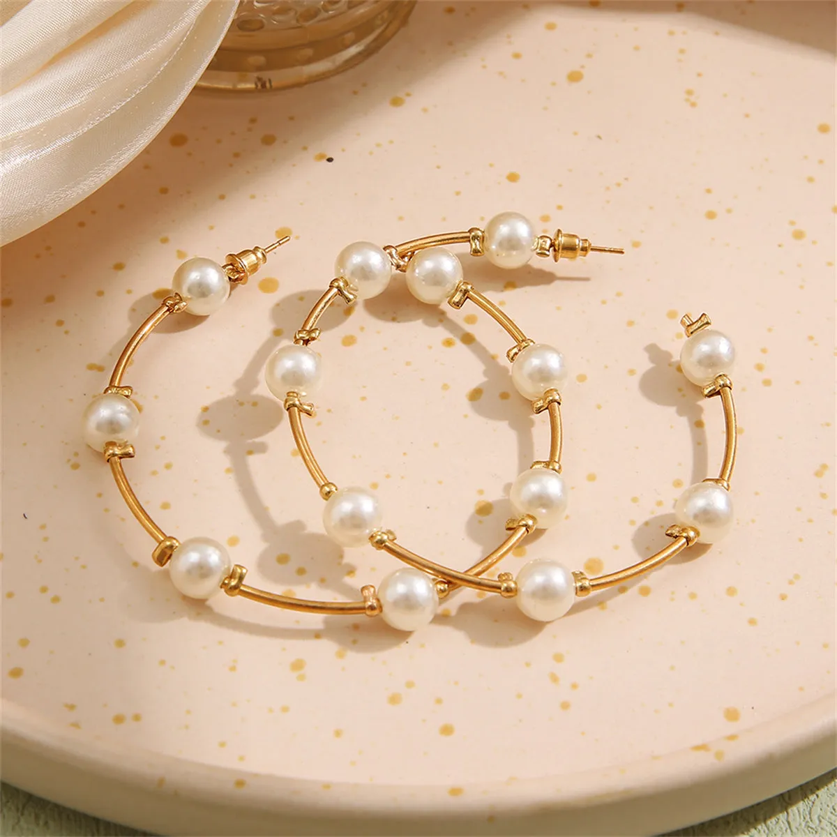 Pearl & 18K Gold-Plated Hoop Earrings