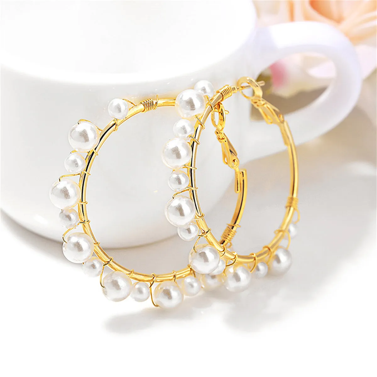 Pearl & 18K Gold-Plated Hoop Earrings