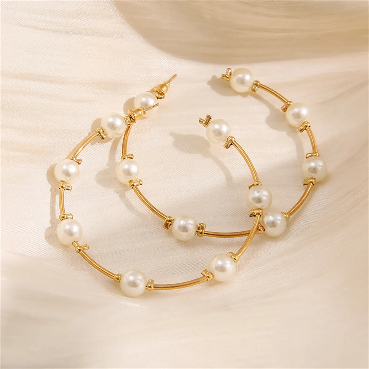 Pearl & 18K Gold-Plated Hoop Earrings