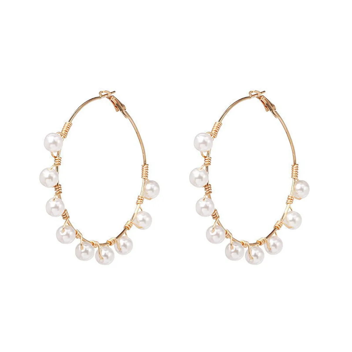 Pearl & 18K Gold-Plated Hoop Earrings