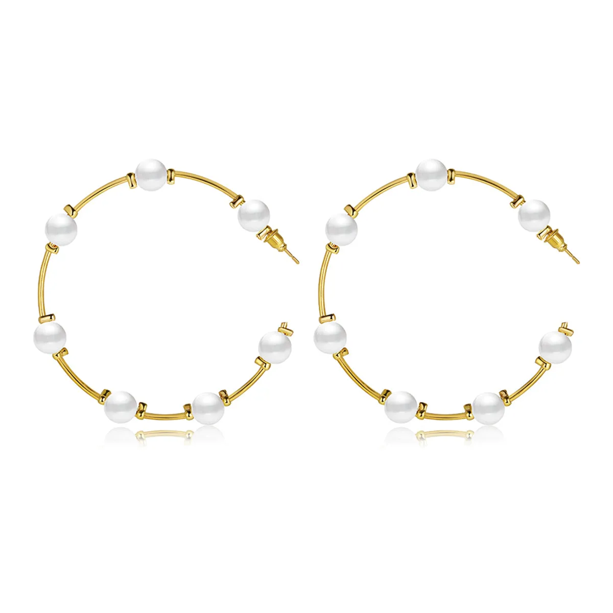 Pearl & 18K Gold-Plated Hoop Earrings