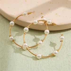 Pearl & 18K Gold-Plated Hoop Earrings