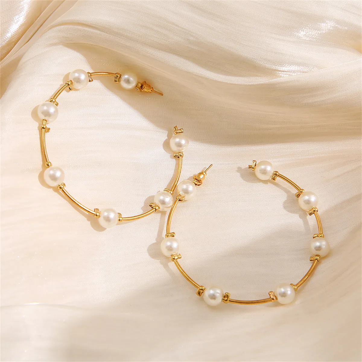 Pearl & 18K Gold-Plated Hoop Earrings