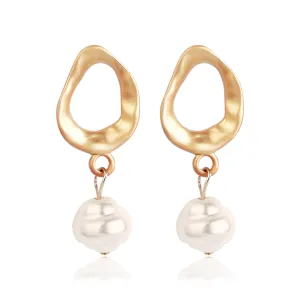 Pearl & 18K Gold-Plated Openwork Drop Earrings