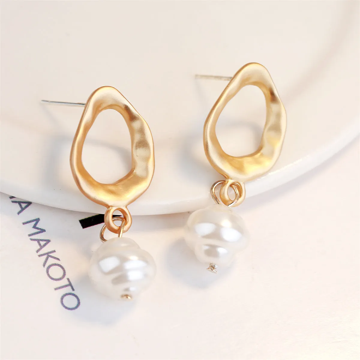 Pearl & 18K Gold-Plated Openwork Drop Earrings