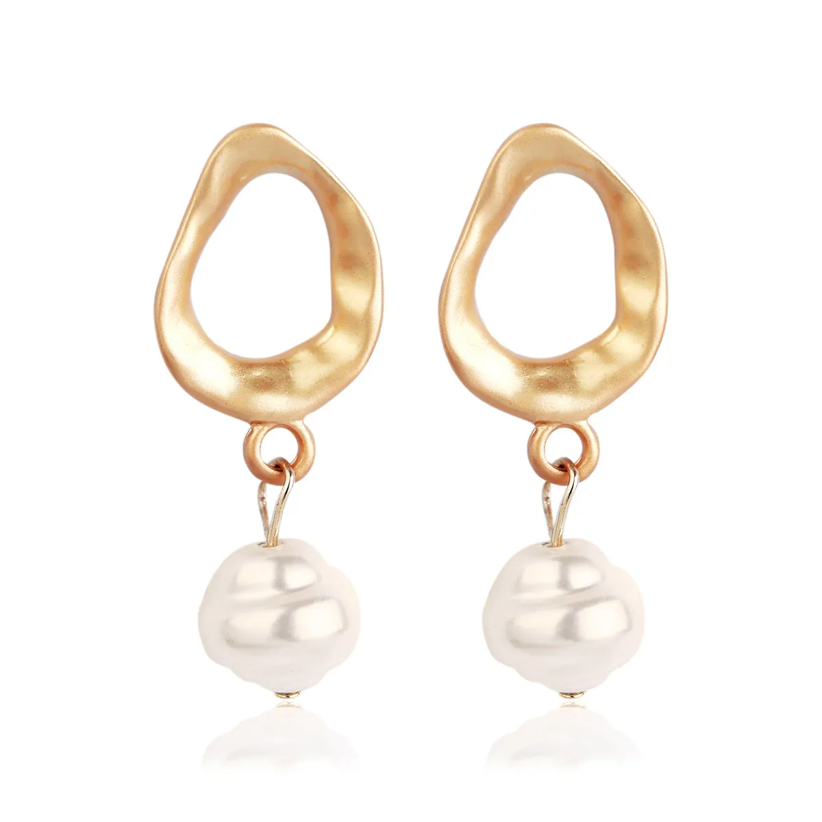 Pearl & 18K Gold-Plated Openwork Drop Earrings