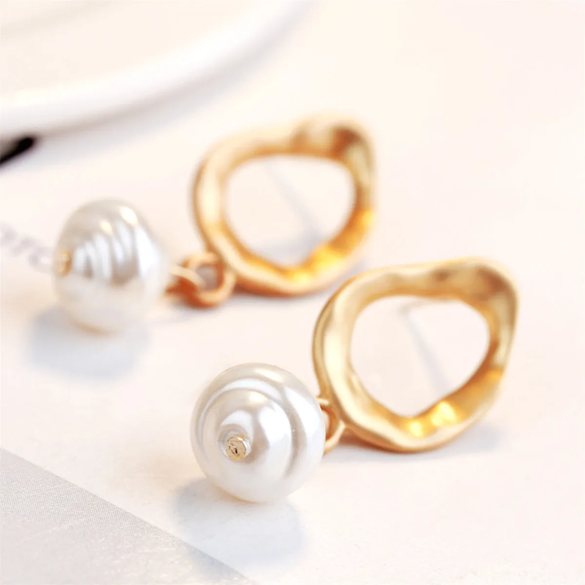 Pearl & 18K Gold-Plated Openwork Drop Earrings
