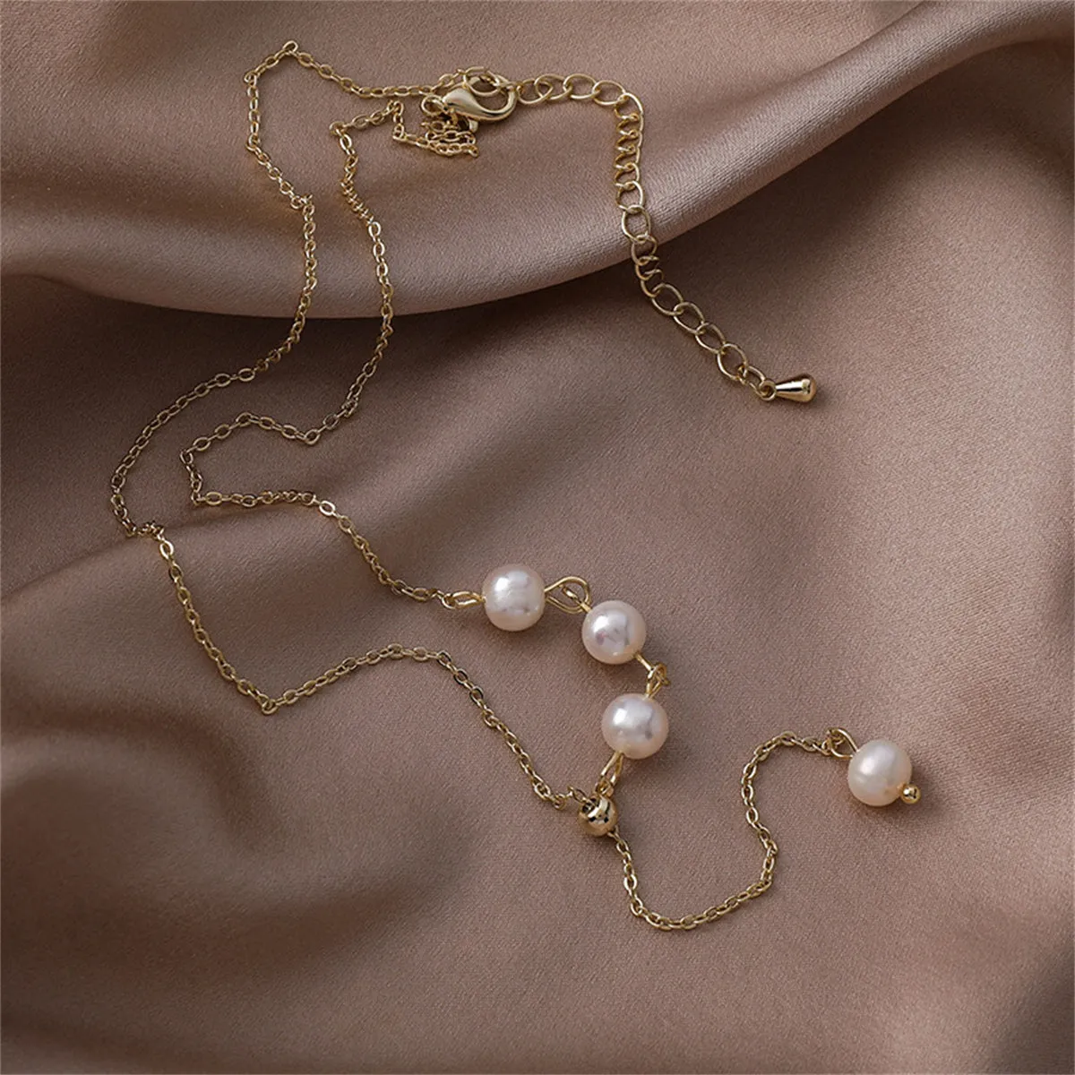 Pearl & 18K Gold-Plated Round Cable Chain Lariat Necklace
