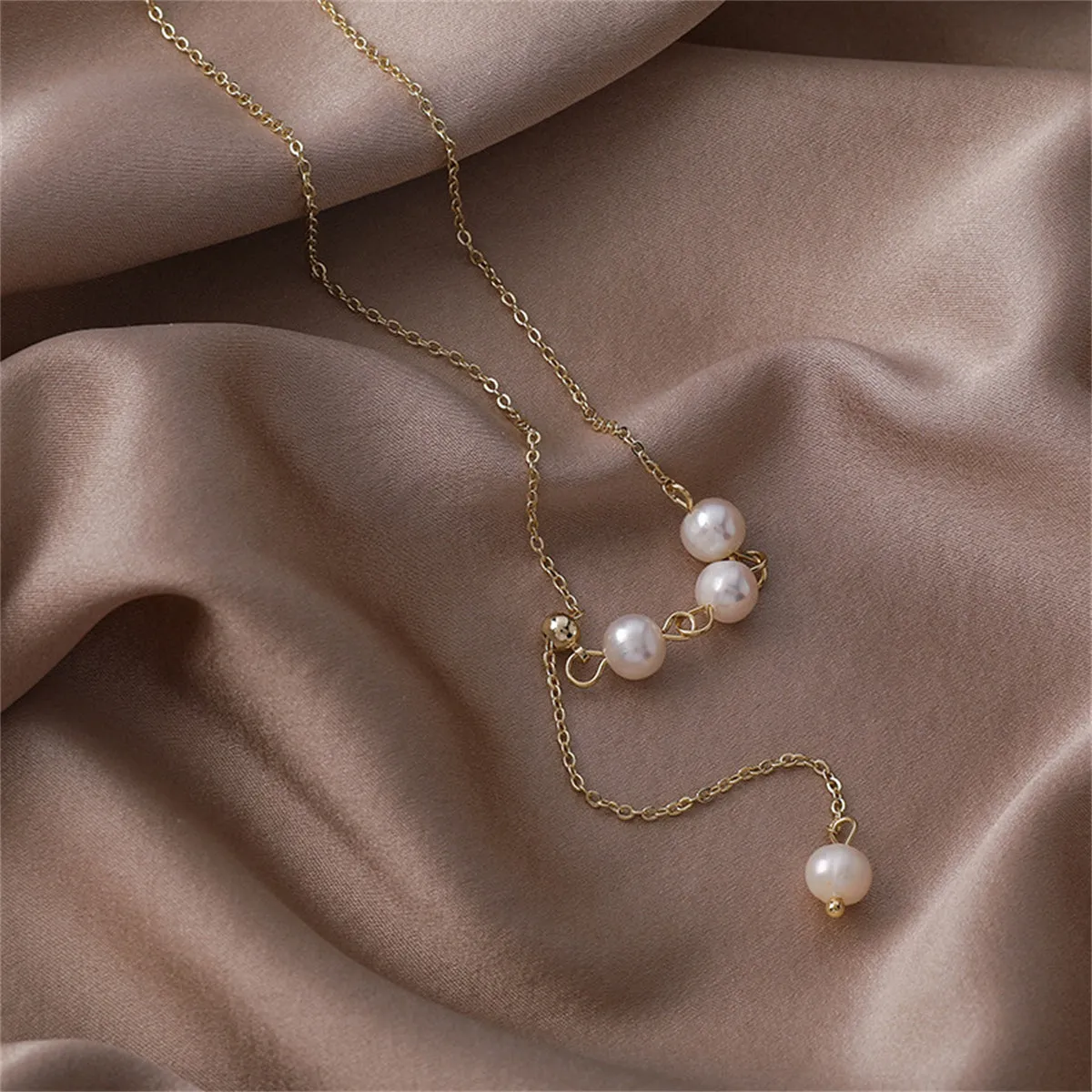 Pearl & 18K Gold-Plated Round Cable Chain Lariat Necklace